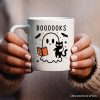 Boooooks and Purrs, Personalized Halloween Mug, Cute Books and Cats Lover Ghost Gift with Custom Name Boooooks and Purrs, Personalized Halloween Mug, Cute Books and Cats Lover Ghost Gift with Custom Name