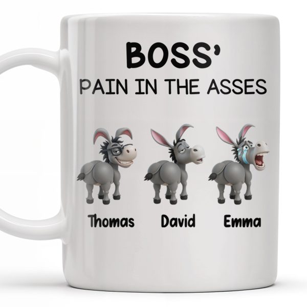 Boss' Pain In The Asses Featuring Playful Donkeys - Personalized Custom Coffee Mug - COL107_MG Boss' Pain In The Asses Featuring Playful Donkeys - Personalized Custom Coffee Mug - COL107_MG