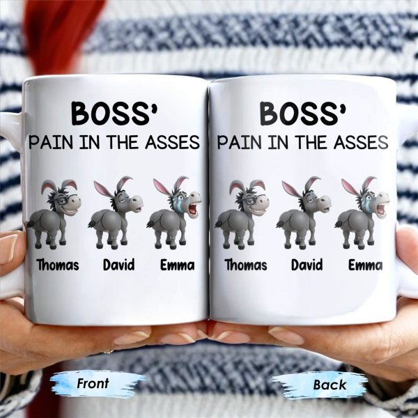 Boss' Pain In The Asses Featuring Playful Donkeys - Personalized Custom Coffee Mug - COL107_MG Boss' Pain In The Asses Featuring Playful Donkeys - Personalized Custom Coffee Mug - COL107_MG