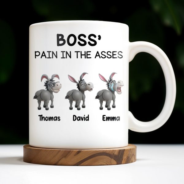 Boss' Pain In The Asses Featuring Playful Donkeys - Personalized Custom Coffee Mug - COL107_MG Boss' Pain In The Asses Featuring Playful Donkeys - Personalized Custom Coffee Mug - COL107_MG