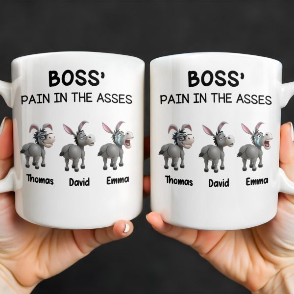 Boss' Pain In The Asses Featuring Playful Donkeys - Personalized Custom Coffee Mug - COL107_MG Boss' Pain In The Asses Featuring Playful Donkeys - Personalized Custom Coffee Mug - COL107_MG