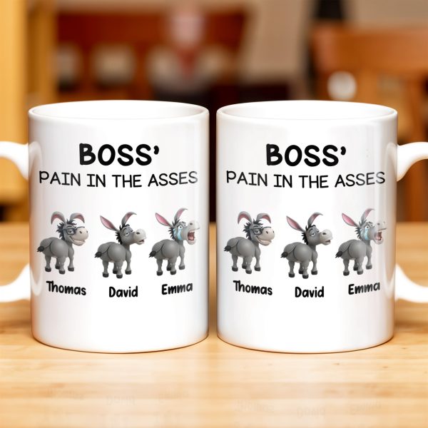 Boss' Pain In The Asses Featuring Playful Donkeys - Personalized Custom Coffee Mug - COL107_MG Boss' Pain In The Asses Featuring Playful Donkeys - Personalized Custom Coffee Mug - COL107_MG