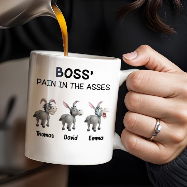 Boss' Pain In The Asses Featuring Playful Donkeys - Personalized Custom Coffee Mug - COL107_MG Boss' Pain In The Asses Featuring Playful Donkeys - Personalized Custom Coffee Mug - COL107_MG