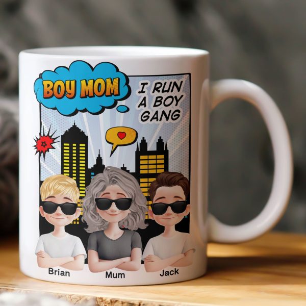 Boy Mom I Run A Boy Gang - Personalized Mug Boy Mom I Run A Boy Gang - Personalized Mug