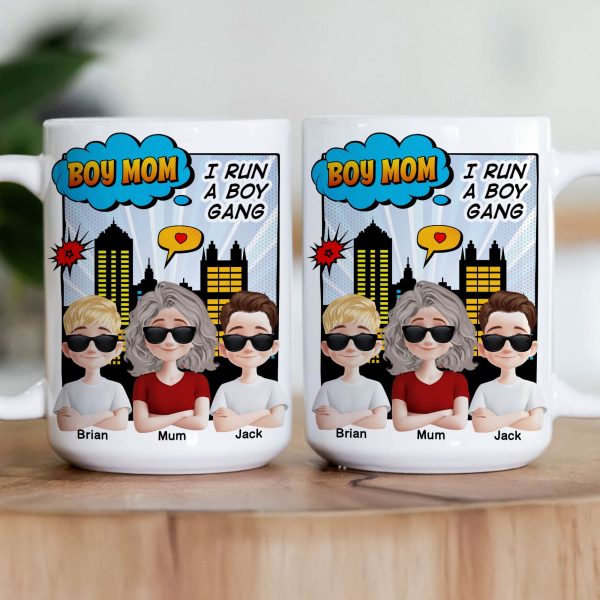 Boy Mom I Run A Boy Gang - Personalized Mug Boy Mom I Run A Boy Gang - Personalized Mug