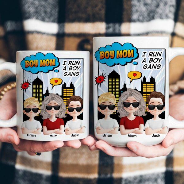 Boy Mom I Run A Boy Gang - Personalized Mug Boy Mom I Run A Boy Gang - Personalized Mug
