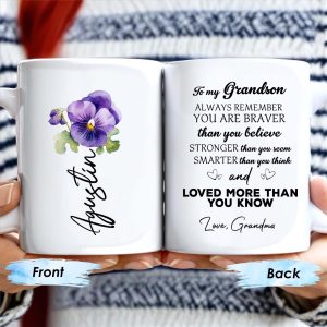 Braver, Stronger, Smarter Inspirational Quote With Pansy Flower - Personalized Custom Coffee Mug - GSN008_MG