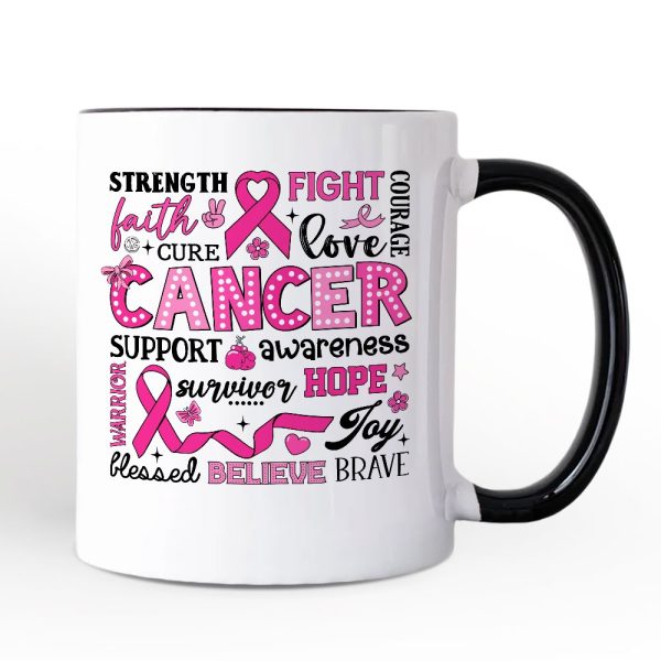 Breast Cancer Awareness Ribbon Personalized Mug, In October We Wear Pink Support Gift with Custom Name Breast Cancer Awareness Ribbon Personalized Mug, In October We Wear Pink Support Gift with Custom Name