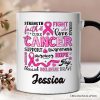 Breast Cancer Awareness Ribbon Personalized Mug, In October We Wear Pink Support Gift with Custom Name Breast Cancer Awareness Ribbon Personalized Mug, In October We Wear Pink Support Gift with Custom Name