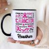 Breast Cancer Awareness Ribbon Personalized Mug, In October We Wear Pink Support Gift with Custom Name Breast Cancer Awareness Ribbon Personalized Mug, In October We Wear Pink Support Gift with Custom Name