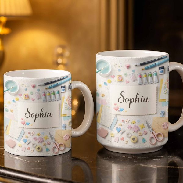 Bring Creativity Into Every Sip With Paint Tubes And Scissors Design - Personalized Custom Coffee Mug - HOB037_MG Bring Creativity Into Every Sip With Paint Tubes And Scissors Design - Personalized Custom Coffee Mug - HOB037_MG