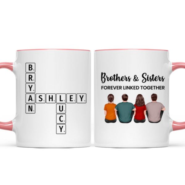Brothers Sisters Family Linked Together Crossword Puzzle Art Personalized Mug