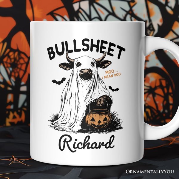 Bullsheet Halloween Bull Personalized Mug, Hilarious Cow Gift with Custom Name Bullsheet Halloween Bull Personalized Mug, Hilarious Cow Gift with Custom Name