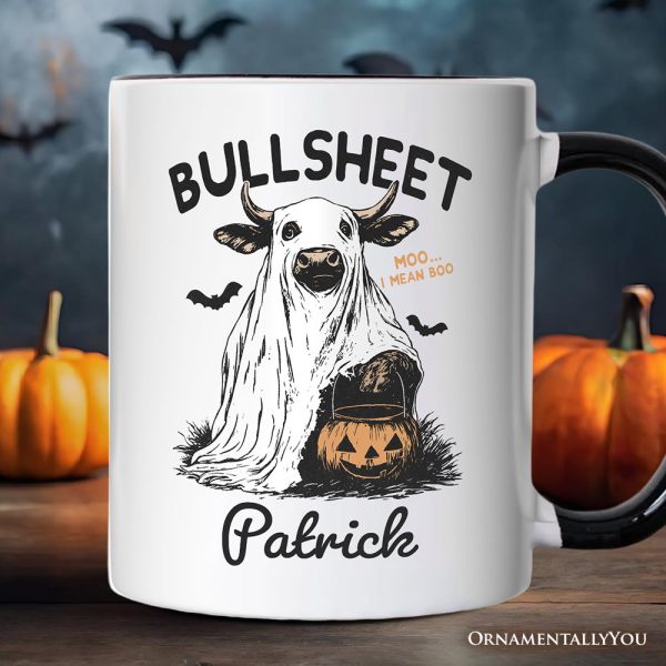 Bullsheet Halloween Bull Personalized Mug, Hilarious Cow Gift with Custom Name Bullsheet Halloween Bull Personalized Mug, Hilarious Cow Gift with Custom Name