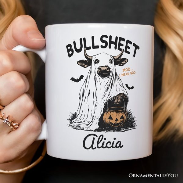 Bullsheet Halloween Bull Personalized Mug, Hilarious Cow Gift with Custom Name Bullsheet Halloween Bull Personalized Mug, Hilarious Cow Gift with Custom Name