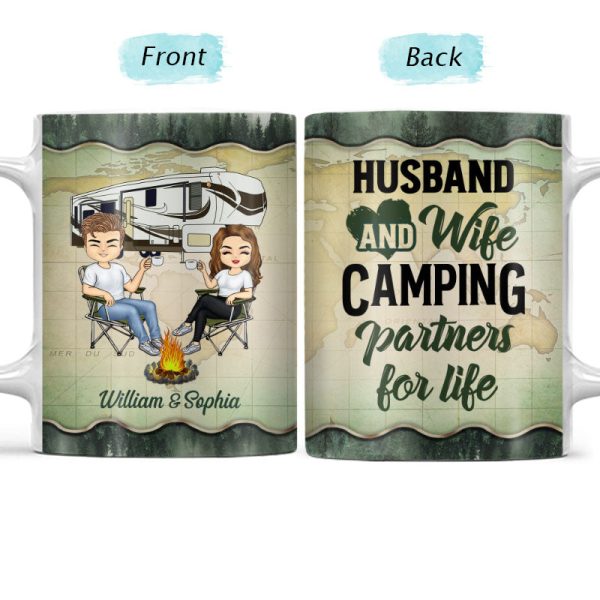 Camping Partners For Life Husband Wife Forest - Couple Gift - Personalized Custom White Edge-to-Edge Mug Camping Partners For Life Husband Wife Forest - Couple Gift - Personalized Custom White Edge-to-Edge Mug