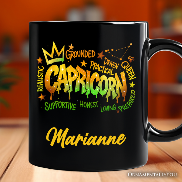 Capricorn Graffiti Zodiac Personalized Mug, Street Style Astrology Horoscope Gift with Custom Name Capricorn Graffiti Zodiac Personalized Mug, Street Style Astrology Horoscope Gift with Custom Name