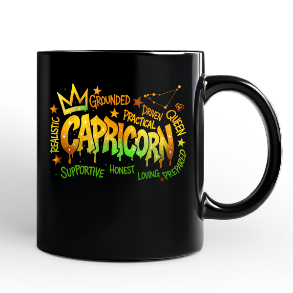 Capricorn Graffiti Zodiac Personalized Mug, Street Style Astrology Horoscope Gift with Custom Name Capricorn Graffiti Zodiac Personalized Mug, Street Style Astrology Horoscope Gift with Custom Name