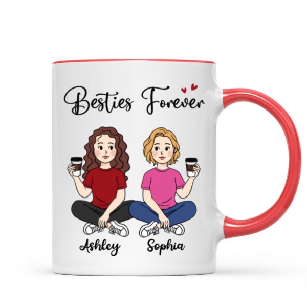 Cartoon Chibi Besties Sisters Sitting Gift For Best Friends Personalized Mug