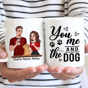 Cartoon Couple You Me & The Dog Personalized Mug