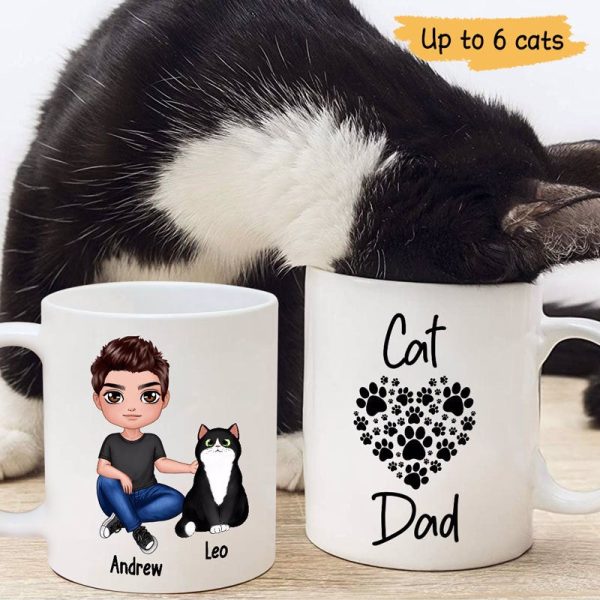 Cat Dad Simple Heart Personalized Mug Cat Dad Simple Heart Personalized Mug