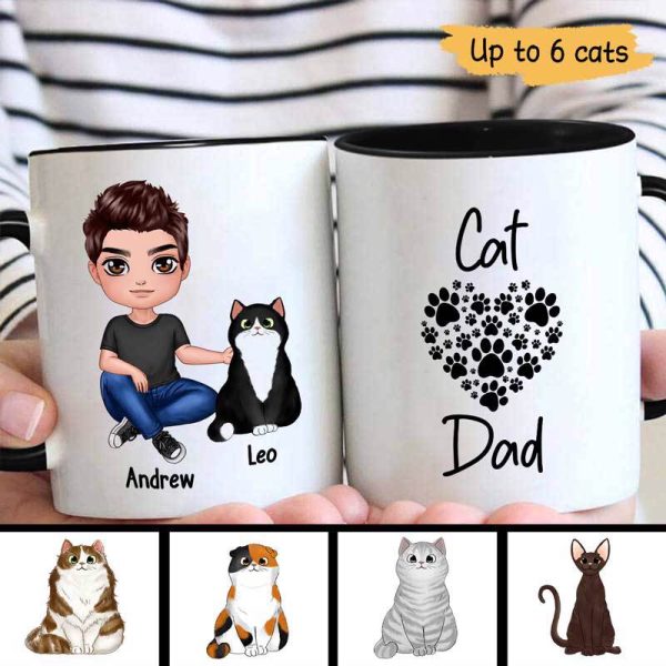 Cat Dad Simple Heart Personalized Mug Cat Dad Simple Heart Personalized Mug