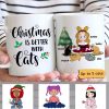 Cat Mom Cartoon Girl Personalized Coffee Mug Cat Mom Cartoon Girl Personalized Coffee Mug