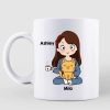Cat Mom Chibi Girl And Sitting Cat Personalized Coffee Mug Cat Mom Chibi Girl And Sitting Cat Personalized Coffee Mug