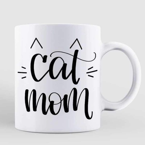 Cat Mom Chibi Girl And Sitting Cat Personalized Coffee Mug Cat Mom Chibi Girl And Sitting Cat Personalized Coffee Mug