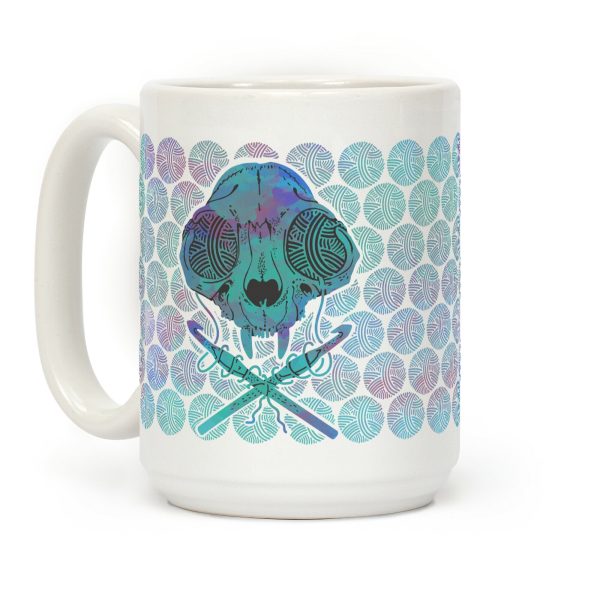 Cat Skull & Crochet Hooks Coffee Mug