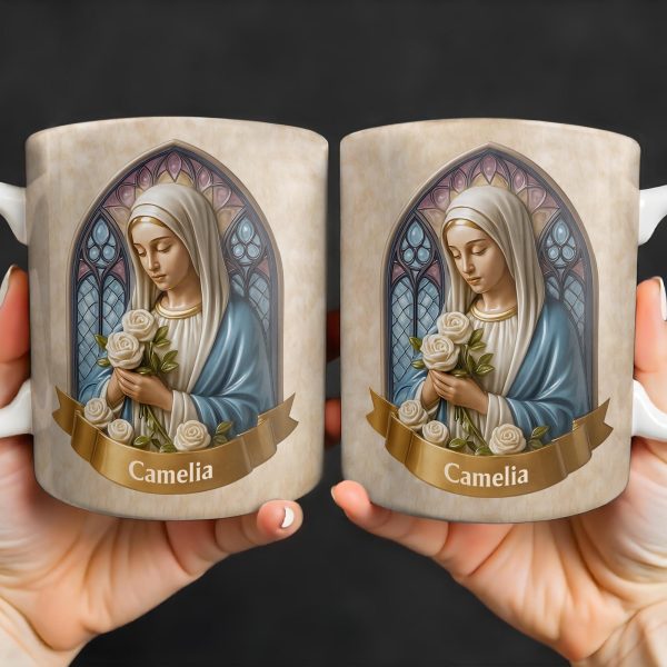 Celebrate Faith and Devotion, Stained Glass Religious Figure - Personalized Custom Coffee Mug - FTH098_MG Celebrate Faith and Devotion, Stained Glass Religious Figure - Personalized Custom Coffee Mug - FTH098_MG