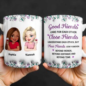Celebrate Friendship With Personalized Coffee Mug Featuring Stylish Flowers - Personalized Custom Coffee Mug - BST525_MG