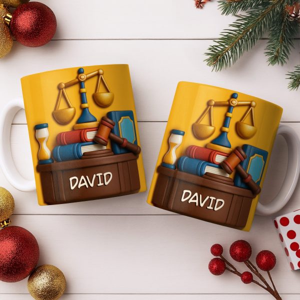 Celebrate Legal Excellence With Scales, Gavel, And Books - Personalized Custom Coffee Mug - LAW004_MG