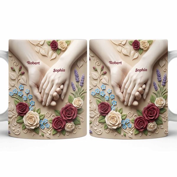Celebrate Love And Commitment, Hands And Roses - Personalized Custom Coffee Mug - CPL1187_MG