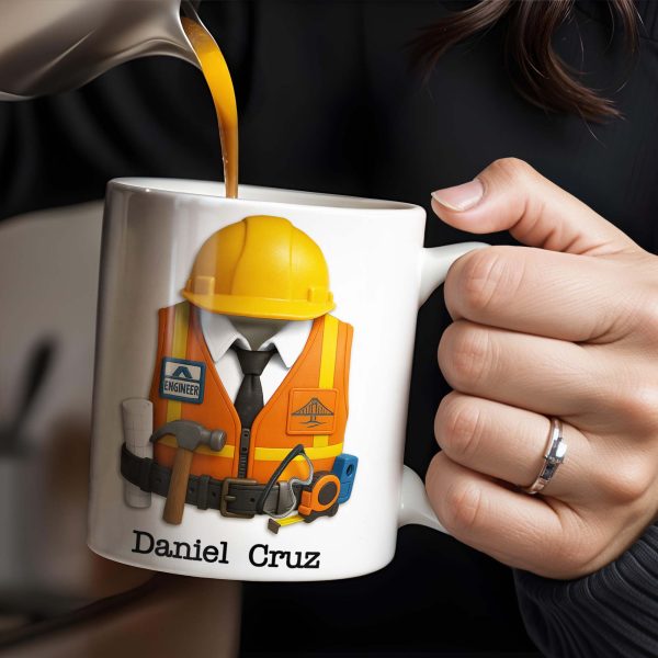 Celebrate Your Everyday Hero with This Engineer-Themed Coffee Mug Featuring Helmet, Tie, Vest, Tools - Personalized Custom Coffee Mug - GRAD298_MG Celebrate Your Everyday Hero with This Engineer-Themed Coffee Mug Featuring Helmet, Tie, Vest, Tools - Personalized Custom Coffee Mug - GRAD298_MG