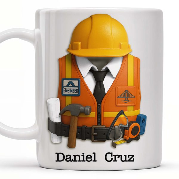 Celebrate Your Everyday Hero with This Engineer-Themed Coffee Mug Featuring Helmet, Tie, Vest, Tools - Personalized Custom Coffee Mug - GRAD298_MG Celebrate Your Everyday Hero with This Engineer-Themed Coffee Mug Featuring Helmet, Tie, Vest, Tools - Personalized Custom Coffee Mug - GRAD298_MG