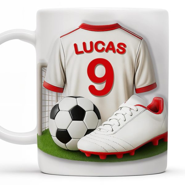 Celebrate Your Passion For Soccer With This Vibrant Soccer Jersey, Soccer Ball, And Soccer Cleats - Personalized Custom Coffee Mug - FTN007_MG Celebrate Your Passion For Soccer With This Vibrant Soccer Jersey, Soccer Ball, And Soccer Cleats - Personalized Custom Coffee Mug - FTN007_MG