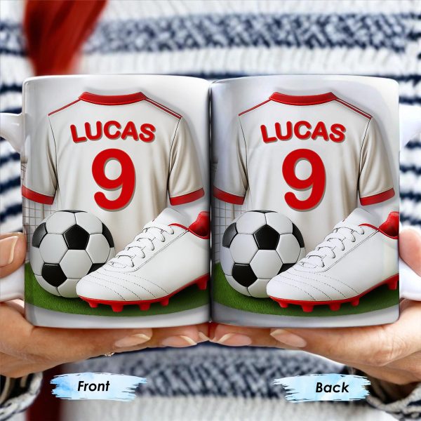 Celebrate Your Passion For Soccer With This Vibrant Soccer Jersey, Soccer Ball, And Soccer Cleats - Personalized Custom Coffee Mug - FTN007_MG Celebrate Your Passion For Soccer With This Vibrant Soccer Jersey, Soccer Ball, And Soccer Cleats - Personalized Custom Coffee Mug - FTN007_MG