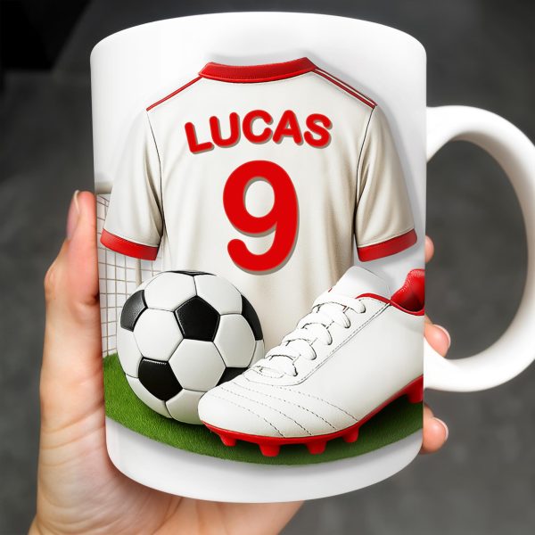 Celebrate Your Passion For Soccer With This Vibrant Soccer Jersey, Soccer Ball, And Soccer Cleats - Personalized Custom Coffee Mug - FTN007_MG Celebrate Your Passion For Soccer With This Vibrant Soccer Jersey, Soccer Ball, And Soccer Cleats - Personalized Custom Coffee Mug - FTN007_MG