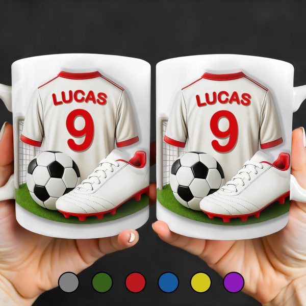 Celebrate Your Passion For Soccer With This Vibrant Soccer Jersey, Soccer Ball, And Soccer Cleats - Personalized Custom Coffee Mug - FTN007_MG Celebrate Your Passion For Soccer With This Vibrant Soccer Jersey, Soccer Ball, And Soccer Cleats - Personalized Custom Coffee Mug - FTN007_MG
