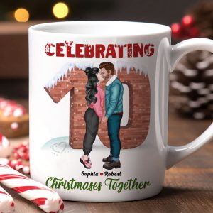 Celebrating Christmas Together, Couple Gift, Personalized Mug, Anniversary Couple Mug, Christmas Gift