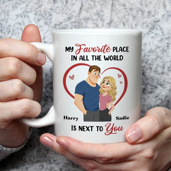 Ceramic Mug 'My Favorite Place' Couple Design, Personalized Love Gift For Couples, Sweet Daily Coffee Reminder Ceramic Mug 'My Favorite Place' Couple Design, Personalized Love Gift For Couples, Sweet Daily Coffee Reminder