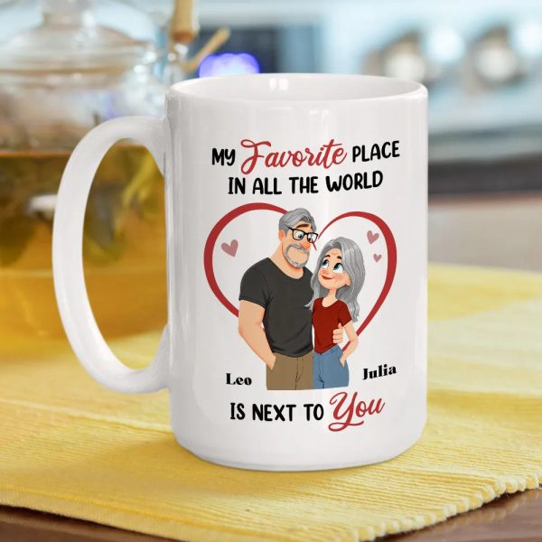 Ceramic Mug 'My Favorite Place' Couple Design, Personalized Love Gift For Couples, Sweet Daily Coffee Reminder Ceramic Mug 'My Favorite Place' Couple Design, Personalized Love Gift For Couples, Sweet Daily Coffee Reminder