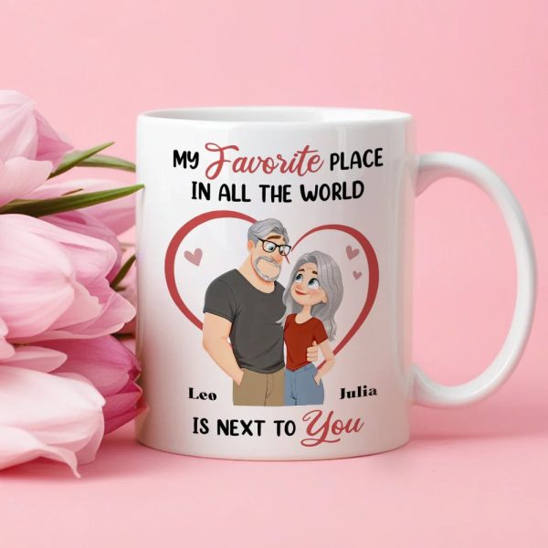 Ceramic Mug 'My Favorite Place' Couple Design, Personalized Love Gift For Couples, Sweet Daily Coffee Reminder Ceramic Mug 'My Favorite Place' Couple Design, Personalized Love Gift For Couples, Sweet Daily Coffee Reminder