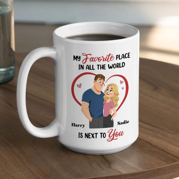 Ceramic Mug 'My Favorite Place' Couple Design, Personalized Love Gift For Couples, Sweet Daily Coffee Reminder Ceramic Mug 'My Favorite Place' Couple Design, Personalized Love Gift For Couples, Sweet Daily Coffee Reminder