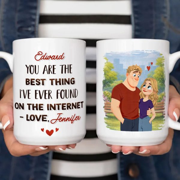 Ceramic Mug Personalized with Sweet Internet Love Message, Park Couple Art, Unique Valentine's Day Gift for Couple Ceramic Mug Personalized with Sweet Internet Love Message, Park Couple Art, Unique Valentine's Day Gift for Couple