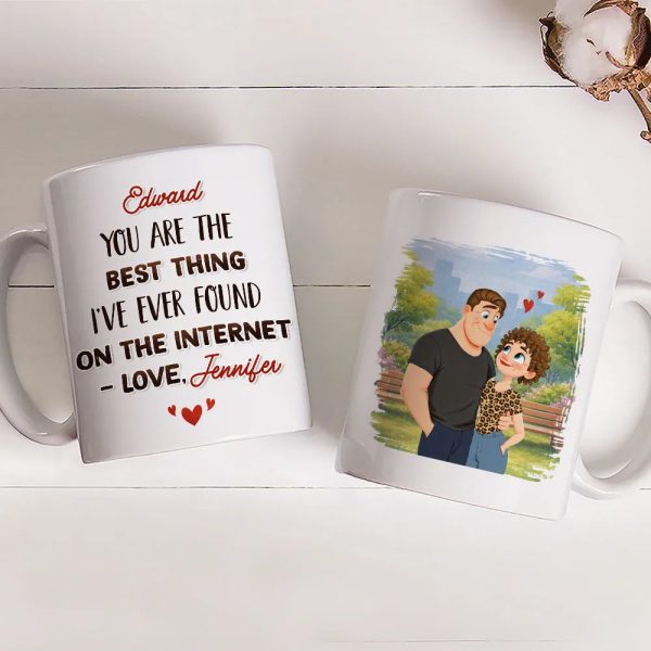 Ceramic Mug Personalized with Sweet Internet Love Message, Park Couple Art, Unique Valentine's Day Gift for Couple Ceramic Mug Personalized with Sweet Internet Love Message, Park Couple Art, Unique Valentine's Day Gift for Couple