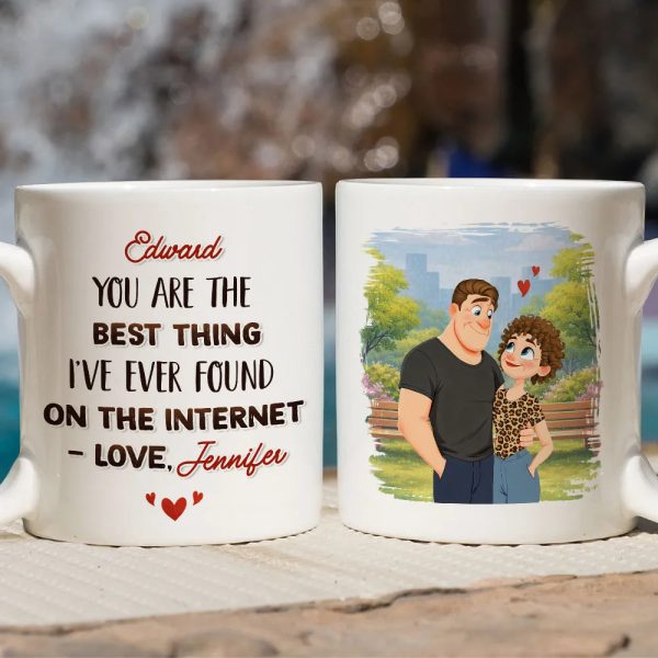 Ceramic Mug Personalized with Sweet Internet Love Message, Park Couple Art, Unique Valentine's Day Gift for Couple Ceramic Mug Personalized with Sweet Internet Love Message, Park Couple Art, Unique Valentine's Day Gift for Couple