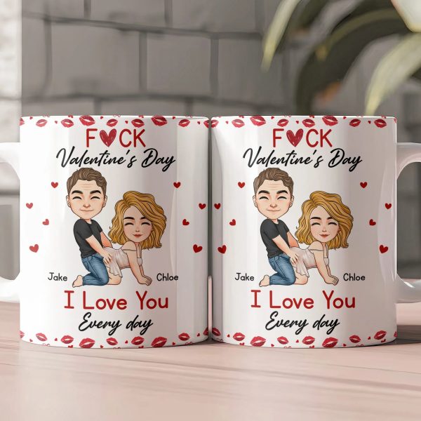 Ceramic Mug With Playful Valentine Hearts and Kiss Prints, Personalized Couple Gift, Funny Romantic Daily Coffee Surprise Ceramic Mug With Playful Valentine Hearts and Kiss Prints, Personalized Couple Gift, Funny Romantic Daily Coffee Surprise