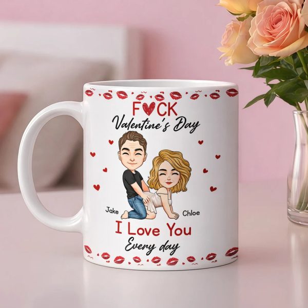 Ceramic Mug With Playful Valentine Hearts and Kiss Prints, Personalized Couple Gift, Funny Romantic Daily Coffee Surprise Ceramic Mug With Playful Valentine Hearts and Kiss Prints, Personalized Couple Gift, Funny Romantic Daily Coffee Surprise